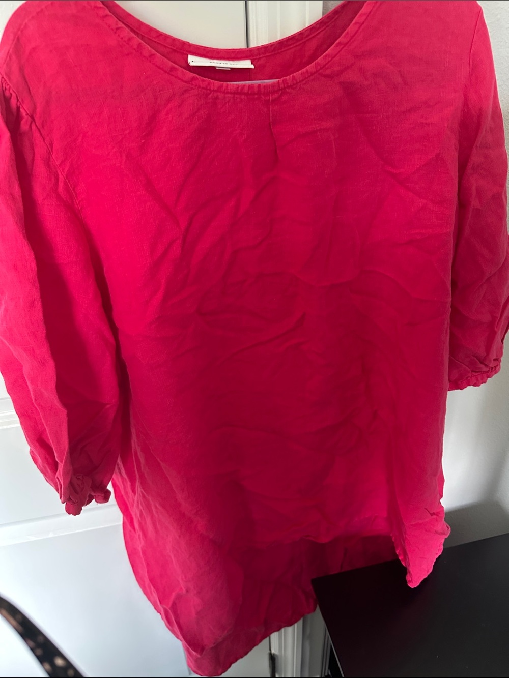 bryn Walker Hot Pink Linen high/low Tunic Top